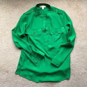 Michael Kors Emerald Green Button Up Blouse
